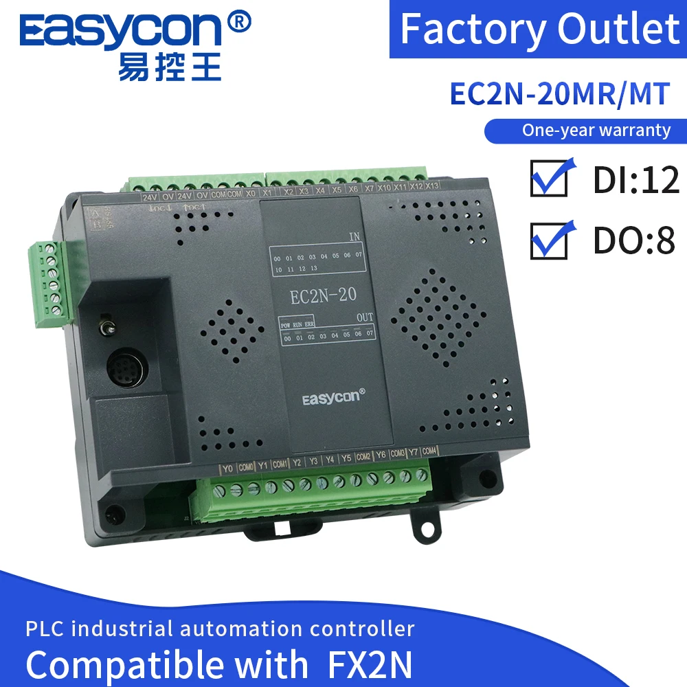 

Easycon EC2N-20 PLC 12DI 8DO Industrial Motor Controller Board Programmable Logic Controller FX2N Cover FX1N Instructions