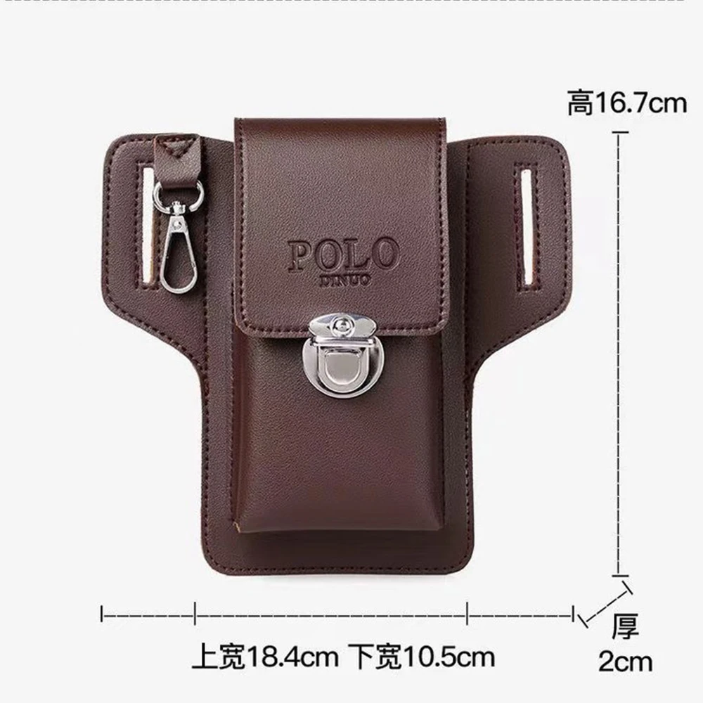 2023 Men's Waist Bag PU Leather Male Fanny Pack Mobile Phone Bag Construction Site Work Convenient Lightweight Hanging Waist Bel