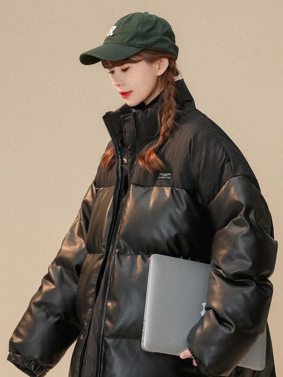 Женская одежда больших размеров из плотной искусственной кожи с хлопковой