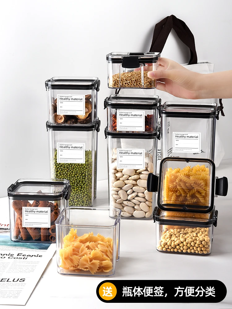 

Plastic Rice Food Storage Containers Lid Cereal Dispenser Eco Friendly Storage Airtight Jar Almacenamiento Kitchen Items 50