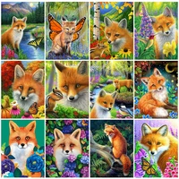 diamond mosaic fox cross stitch kits 5d diamond painting animal fox full square embroidery flower rhinestone kit wall art decor