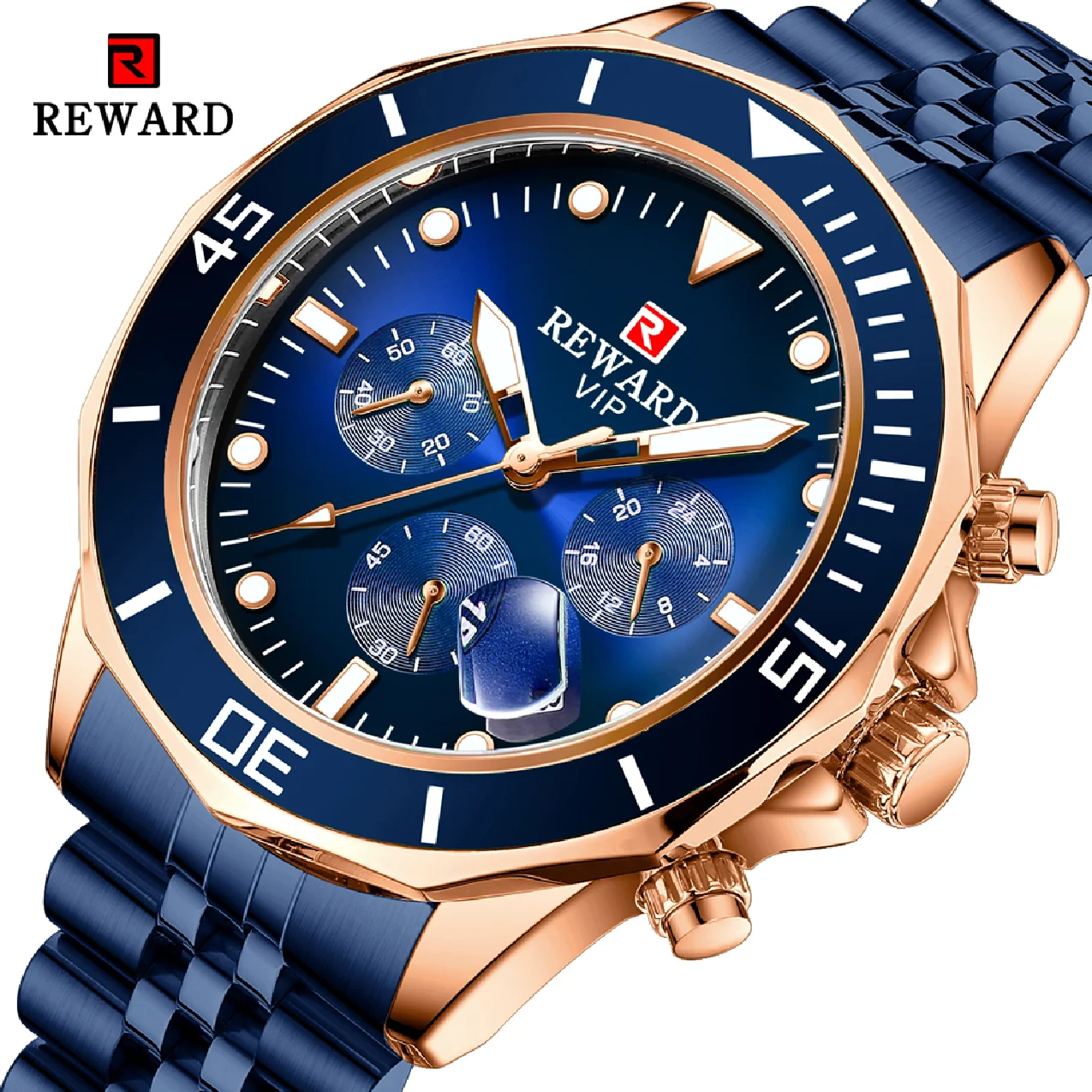 

REWARD New Fashion Mens Watches Full Steel Chronograph Waterproof Watch Top Brand Sport Quartz Men Wrist Watch Relogio Masculino