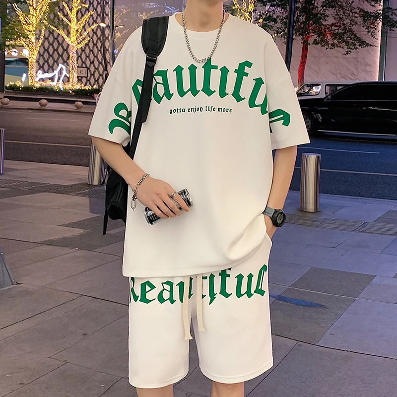 

Костюм спортивный мужской Пляжный, Повседневная Мягкая футболка и шорты, одежда для бега, тренажерного зала, лето