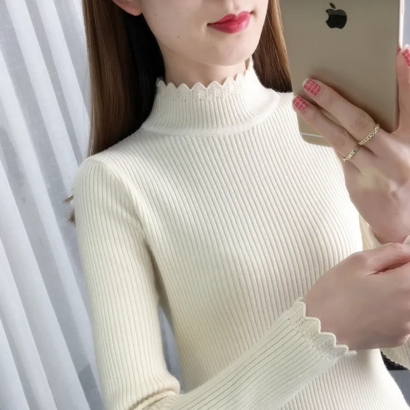 Женский свитер с высоким воротником до половины поло осень/зима 2023 новый топ