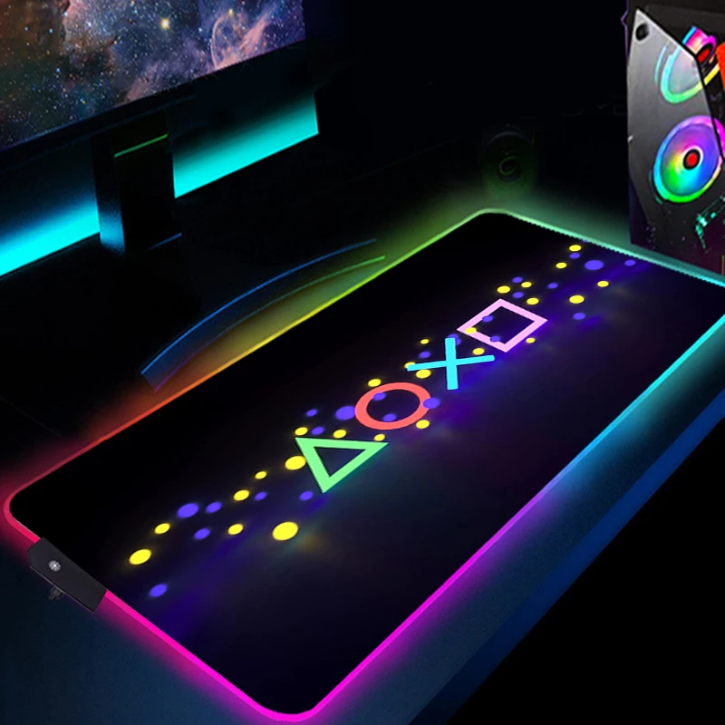 

Laege Mouse Pad RGB Playstation PS4 Gaming Accessories Desk Mat Keyboard Extended Pads Pc Gamer Table Backlight Deskpad Mousepad