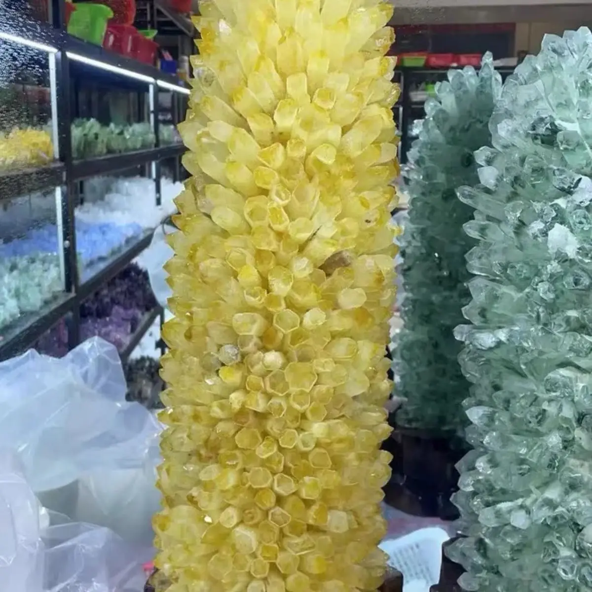 15Kg Natural Green Crystal Cluster Ornaments Degaussing Air Purification Radiation Protection Living Room Office Opening Gifts