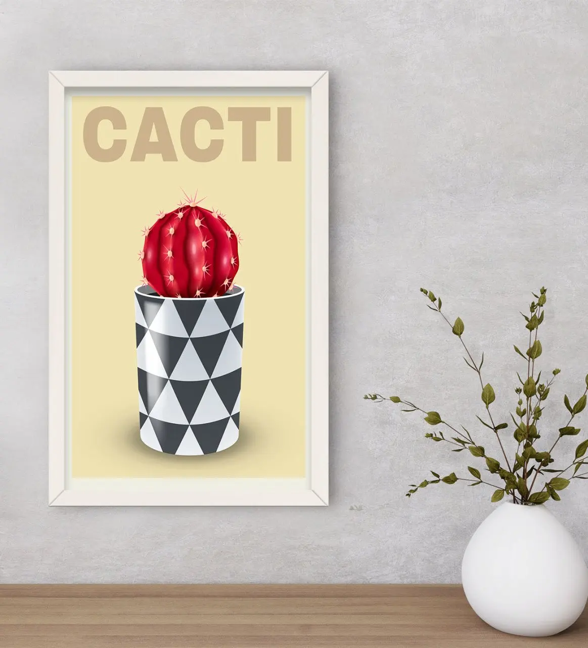 

BK подарок кактус дизайн декоративная древесина белая рамка фотография