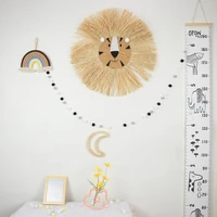 nordic handmade lion cartoon lion head hanging decorations hand woven cotton thread weaving ornament wall decor room decoration