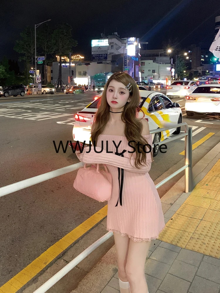 Осень 2023 розовое тонкое трикотажное платье бодциона элегантное офисное женское