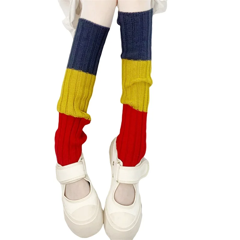 

Women Knit Leg Warmers, Knee-high Leg Warmers Contrast Color Socks for Party Street