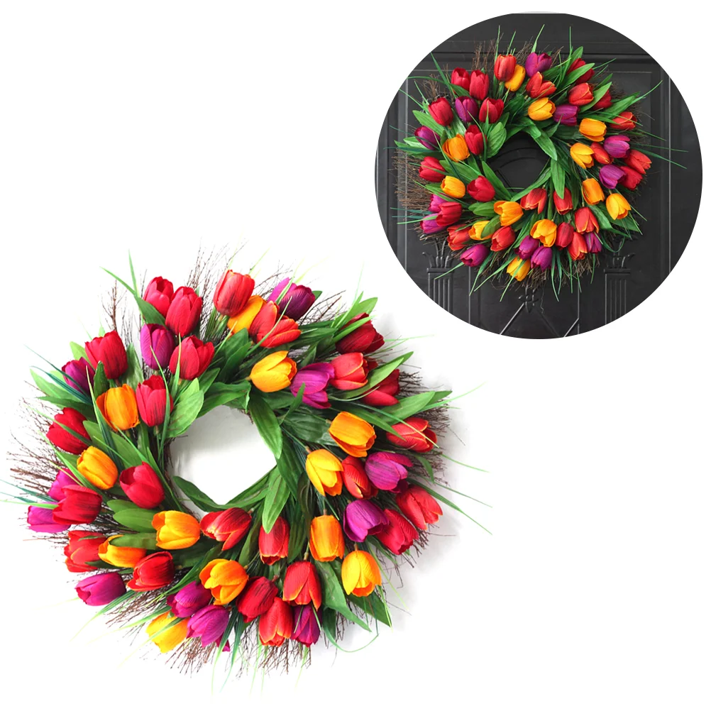 

Door Wreaths Wreath Spring Front Outdoor Summer Decorations Decorative Artificial Floral Country Outside Seasonal Decoration