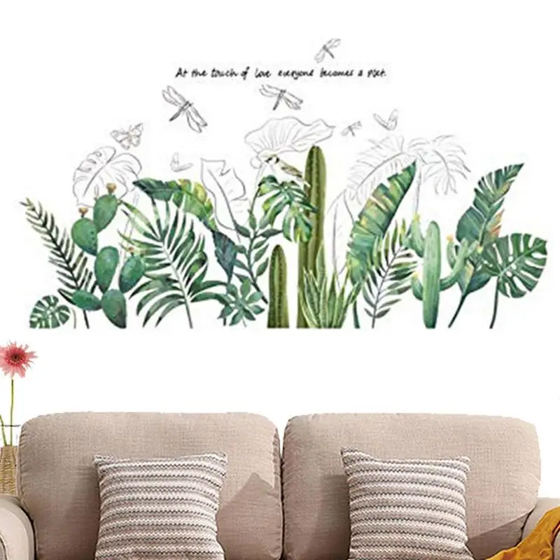 

Art Leaves Wall Stickers Room Living Room Wall Decoration Home Bathroom Green Stickers Home Decorations