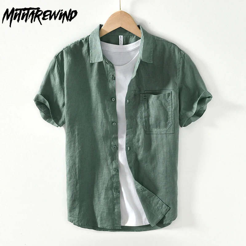 

Рубашка мужская с коротким рукавом, из 100% льна