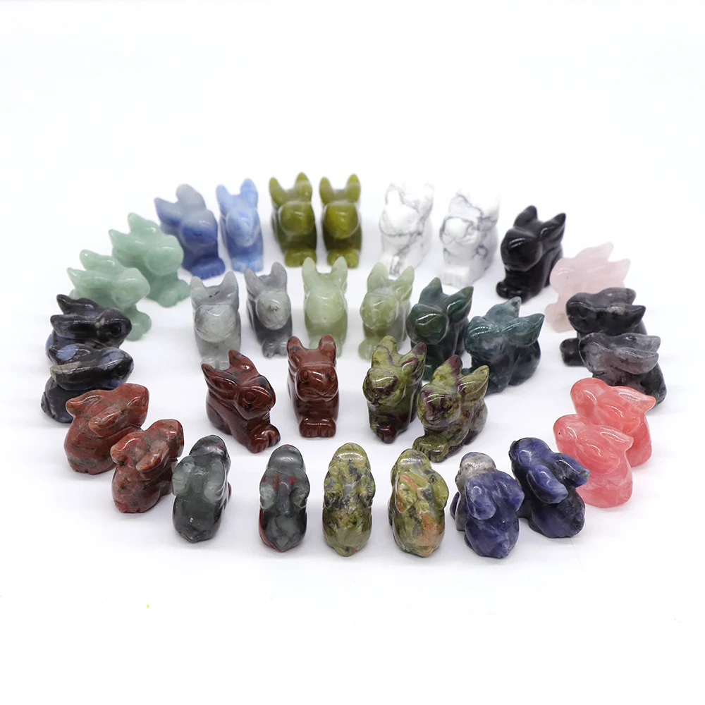 

0.9" Mini Rabbit Natural Stones Statue Healing Crystals Carved Animal Figurine Crafts DIY Jewelry Home Decor Ornaments Wholesale