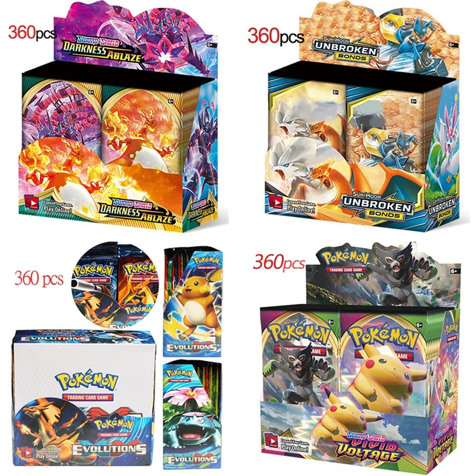 

360 Pcs No Repeat Pokemons GX Card TAKARA TOMY Cards Game TAG TEAM VMAX 200 V MAX Battle Carte Trading Children Toy
