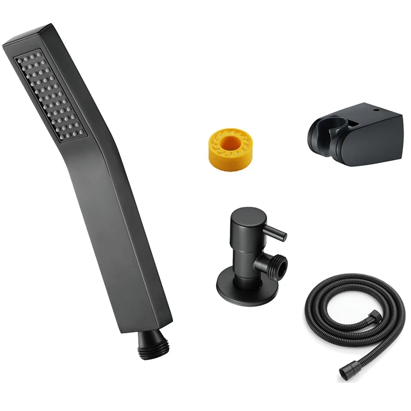 

Copper Square Hand Held Shower Head With ABS Holder, 1.5M Stainless Steel Hose And Stainless Steel Angle Valve