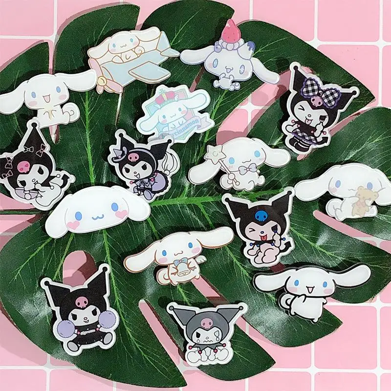 Sanrio Kuromi Cinnamoroll Kawaii Cartoon Acrylic Pin Badge Ladies Clothes Pin Bag Decoration Kids Toy Badge
