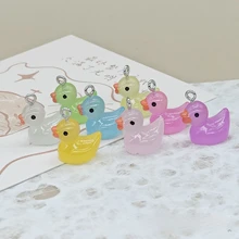 귀여운 3D 크리에이티브 발광 오리 송진 참, 패션 쥬얼리 제작, 귀여운 펜던트, DIY 키 체인 액세서리, 20 개, 30 개