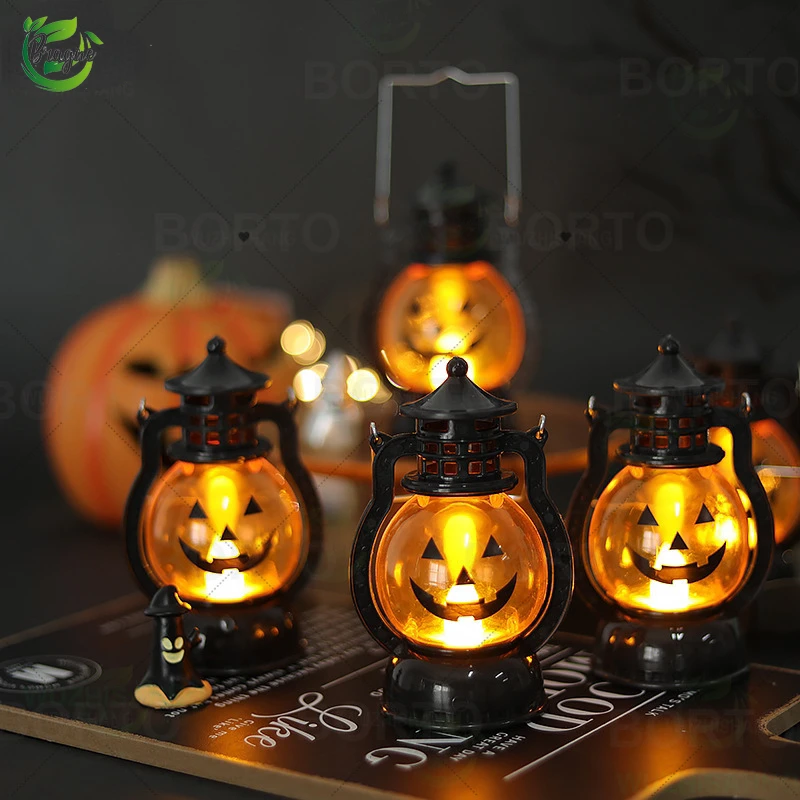 

Halloween Pumpkin Lamp Ghost Lamp Horror Candle LED Lamp Retro Small Oil Lamp Horror Props Halloween Decorations For Home