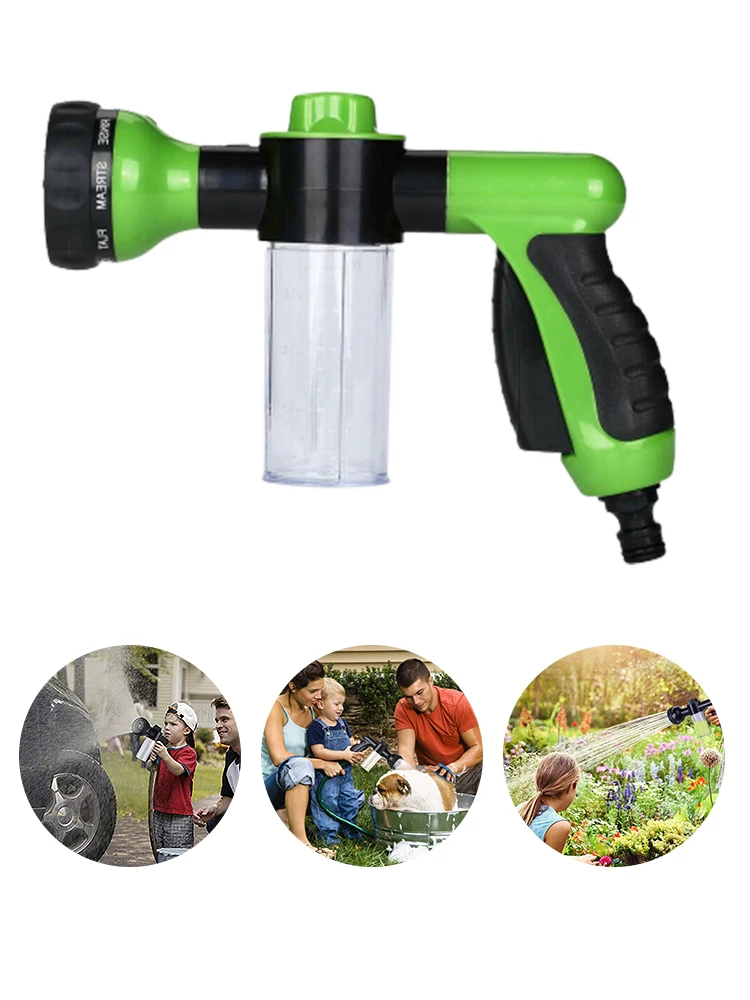 

8 In 1 Water Gun Pressure Hose Nozzle Adjustable Foam Gun Jet Garden Spray Irrigation Horse Dog Animal Water Gun Cleaning Tool