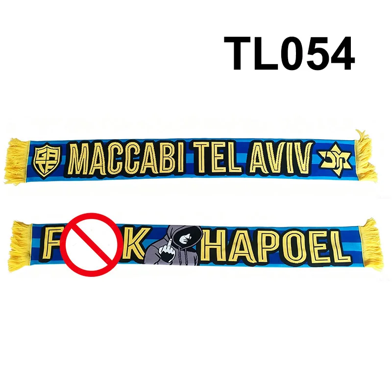 Шарф для болельщиков MTA Maccabi Fanatics Tel Aviv, 135*18 см, 100% антипологовый, двусторонний, вязаный, TL054 (art.: 3920db338f2d6) - 3920db338f2d6