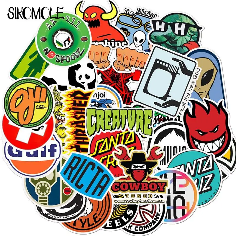 

10/30/50PCS Skateboard Fashion Brand Logo Sticker Luggage Car Guaitar Skateboard Phone Laptop Bicycle Decal Graffiti Stickers F5