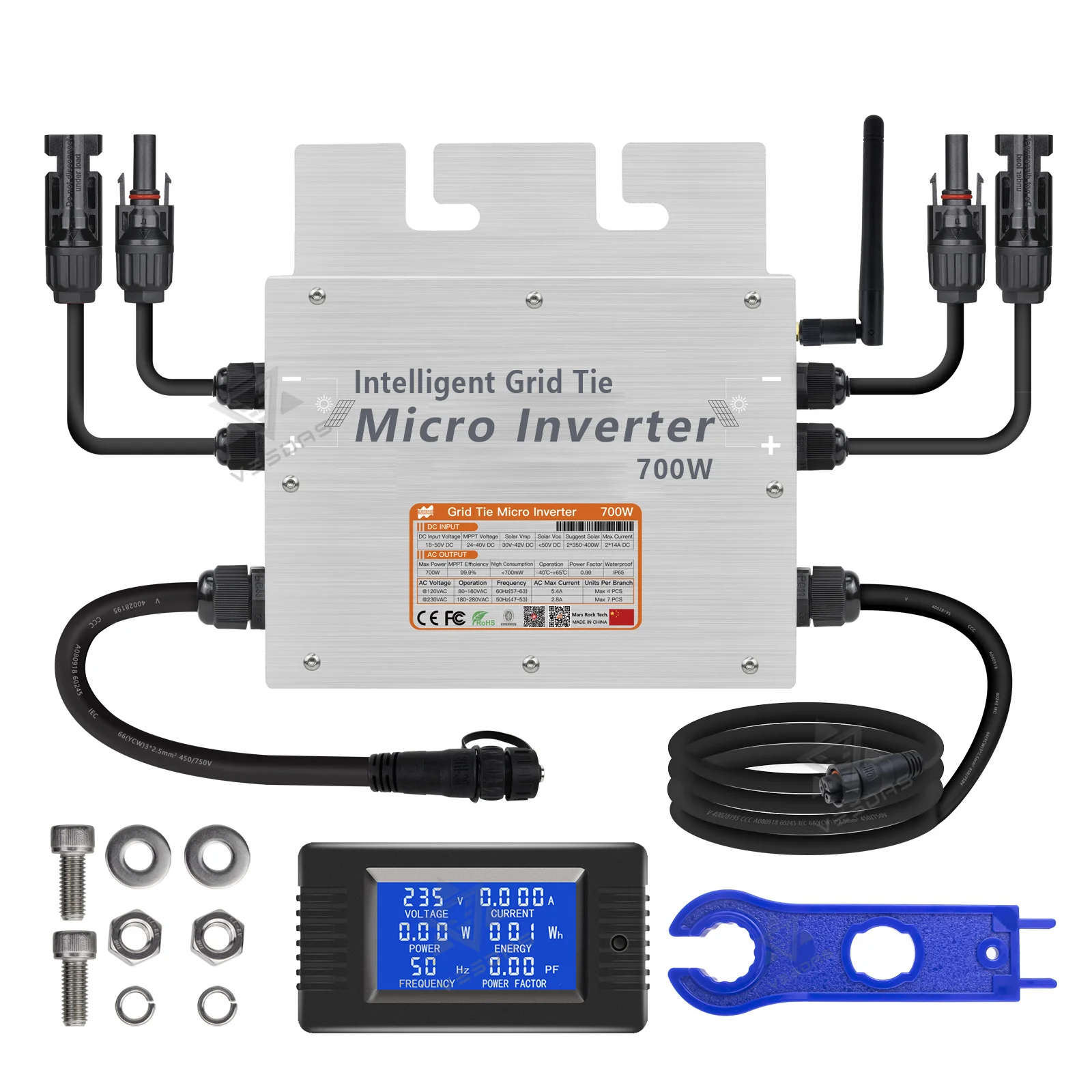 Автомобильный инвертор немодулированного синусоидального сигнала, 700 Вт, IP65, 18 ~ 50 В постоянного тока в переменный ток 120 В/240 в, для солнечных панелей 2*200 ~ 350 Вт PV, поставляется из Бразилии