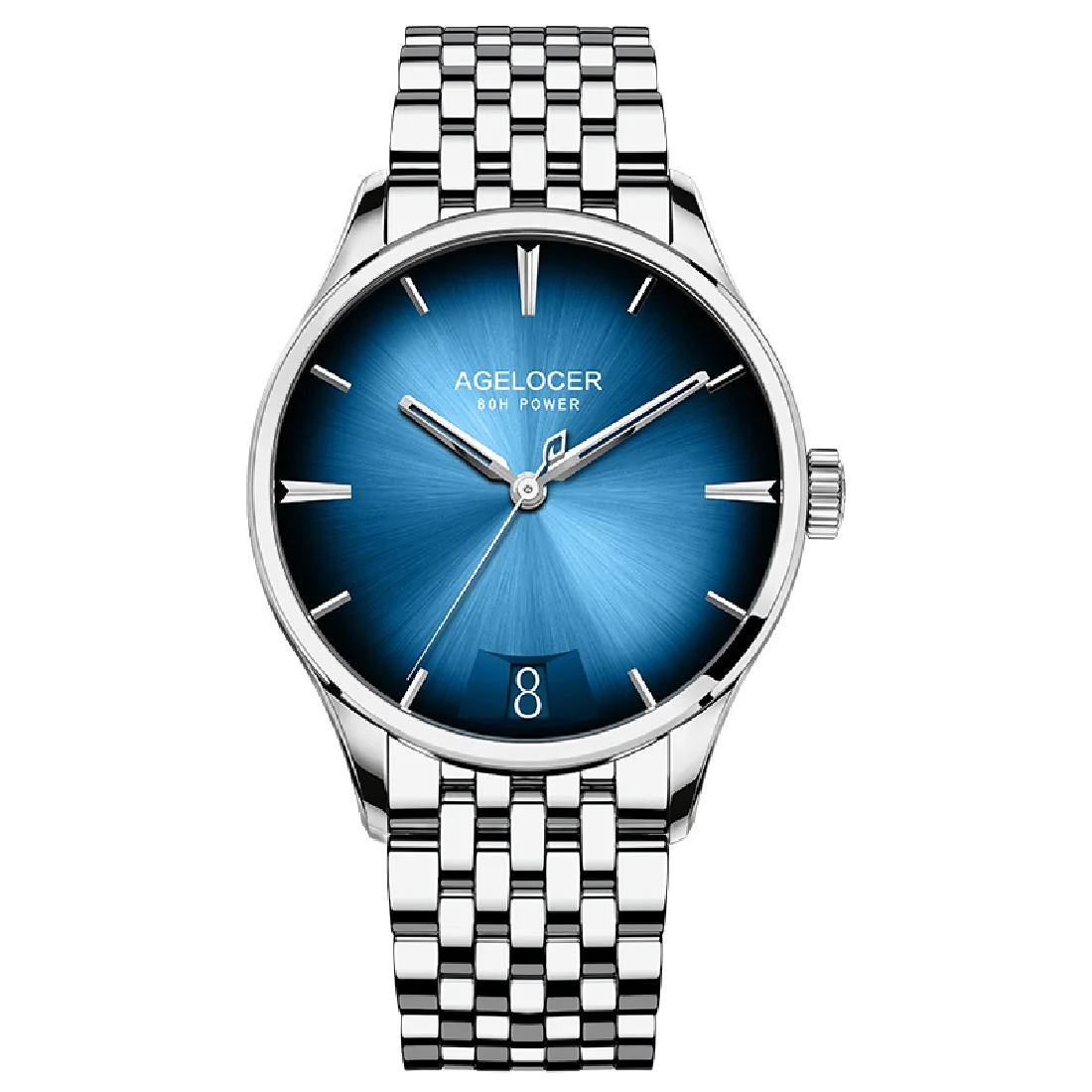 

AGELOCER Brand Automatic Mechanical Men's Watch 80 Hours Power Reserve Blue Gradient Dial Panoramic Men Mechanical Wristwatches