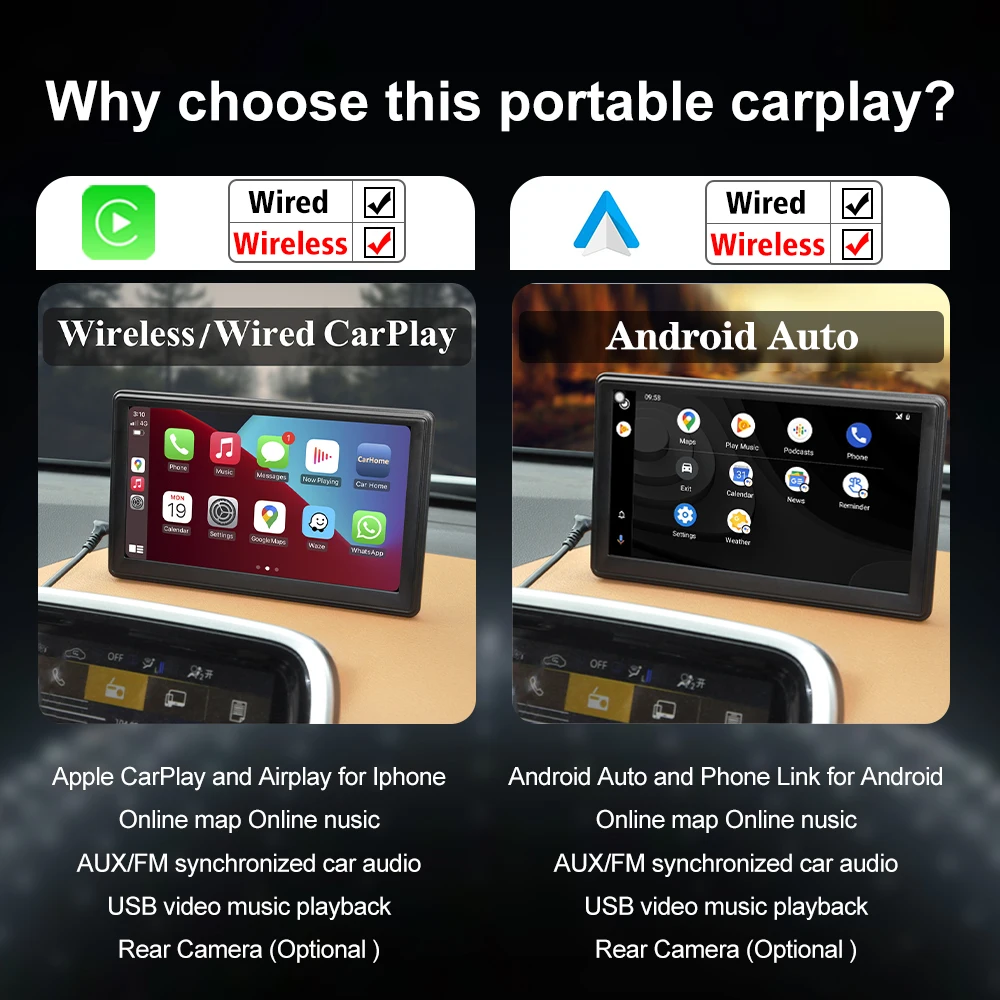 Портативный Автомобильный плеер CarPlay Android для Toyota BMW Volkswagen Buick Chevrolet Ford 7-дюймовый