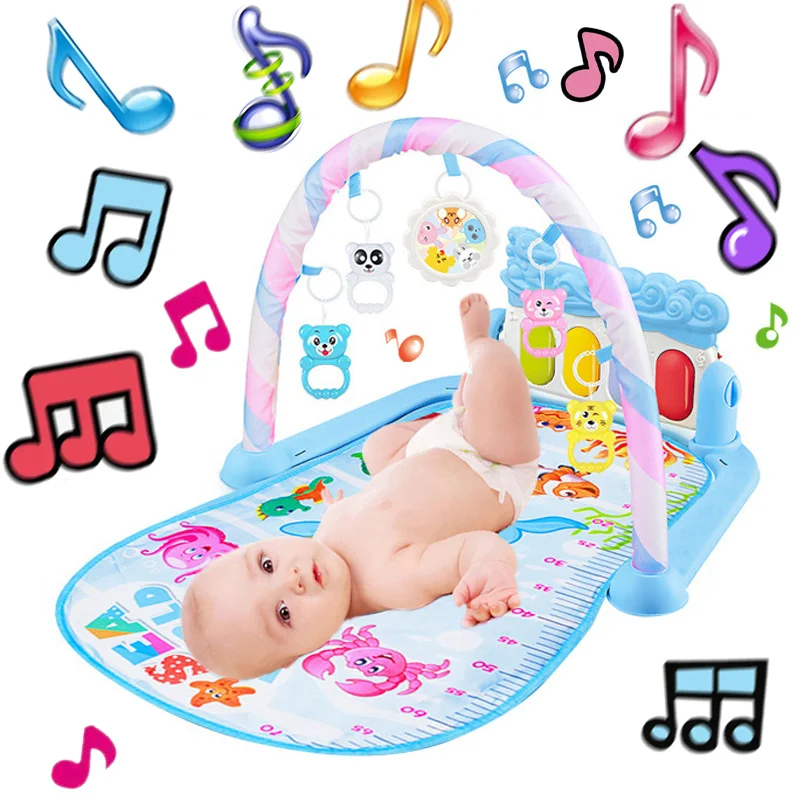 Baby Pedal Piano Toy Music Fitness Rack Newborn Fitness Equipment Game Mat Prone Time Activity Gymnastics Mat 0-1 Years Old