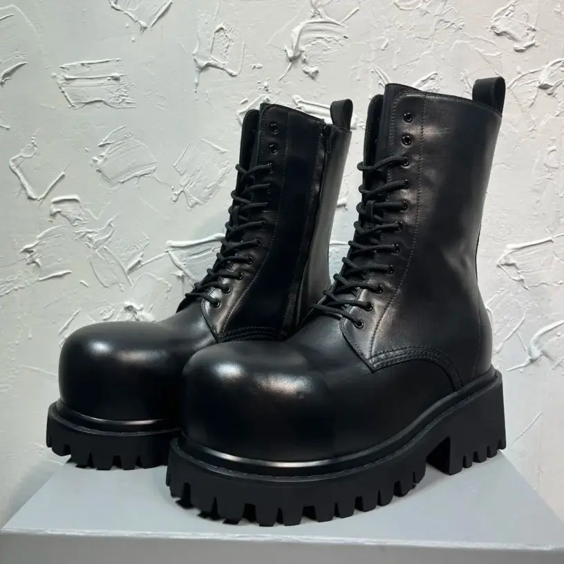 Мужские военные мотоциклетные ботинки Bogun из натуральной кожи с большим носком
