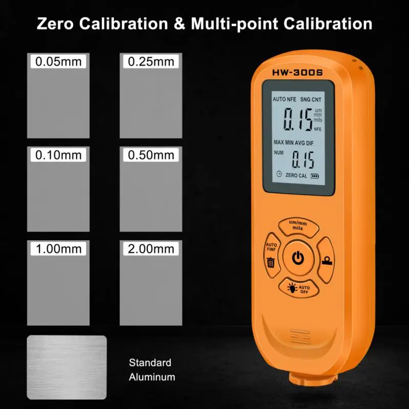 

HW-300S Automobile Thickness Gauge Car Paint Tester Thickness Coating Meter Russia Manual Ultra-precise 0.1micron/0-2000 Fe&NF
