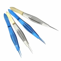 fat licking hook double eyelid surgery tweezers fine plastic tine toothed gold handle titaniumstainless steel