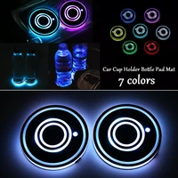 car cup holder atmosphere led light car accessories 7 color usb charging waterproof coaster bulbs automobile dropshipping