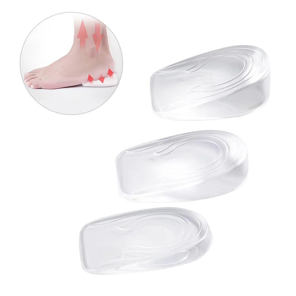 

3 Pairs Clear Heel Insert Height Increase Gel Insoles Invisible Heel Lift Insert for Adults(Increased by 1cm/2cm/3cm for Man,