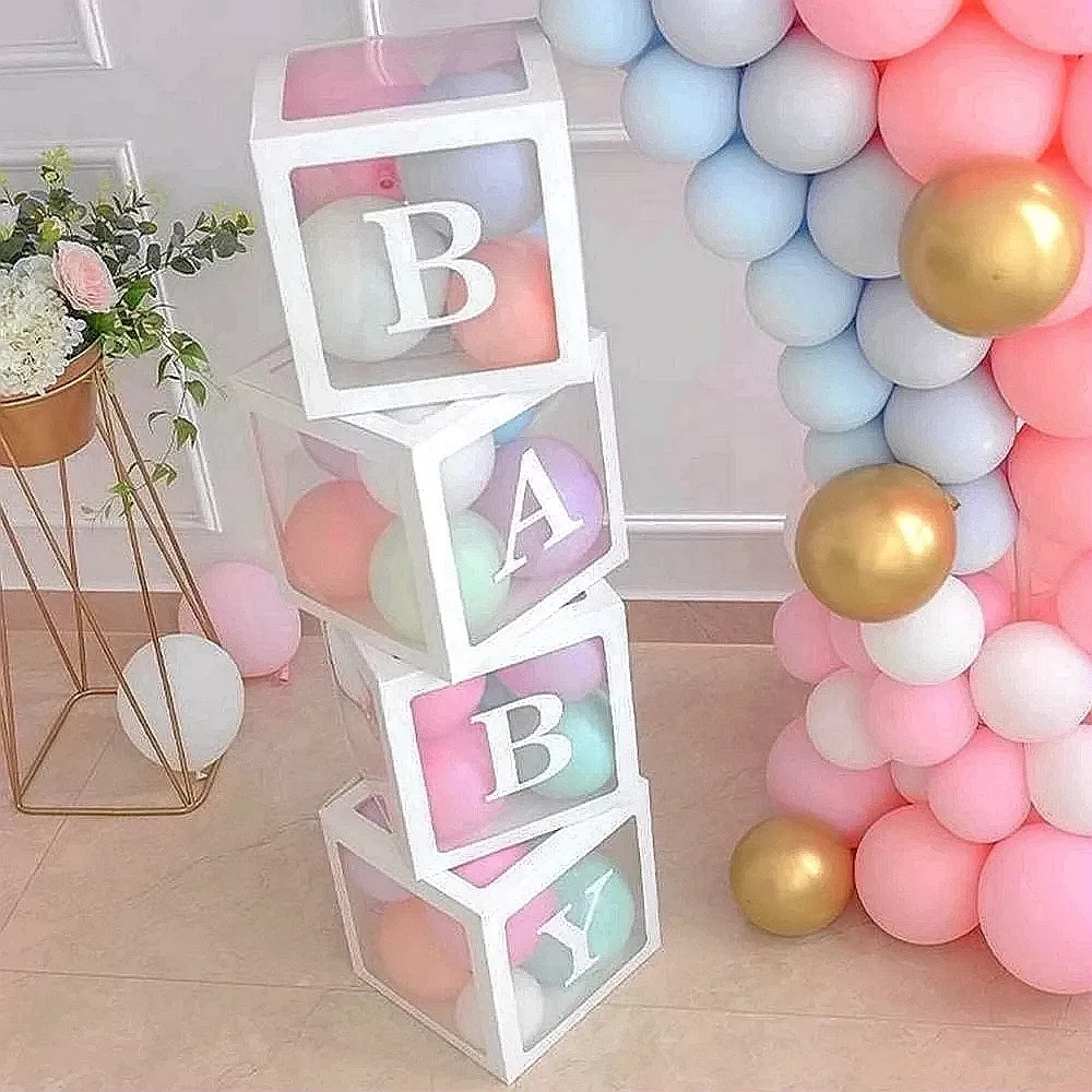 

Transparent Balloon Box Wedding Party Decors Baby Shower Decorations Baby 1st One Birthday Party Decor Gift Babyshower Supplies