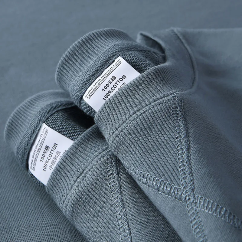 380 г 13,4 унций тяжелый Чистый хлопок однотонный с круглым вырезом Моранди махровый свитер осень и зима новый свободный Универсальный Топ Тренд
