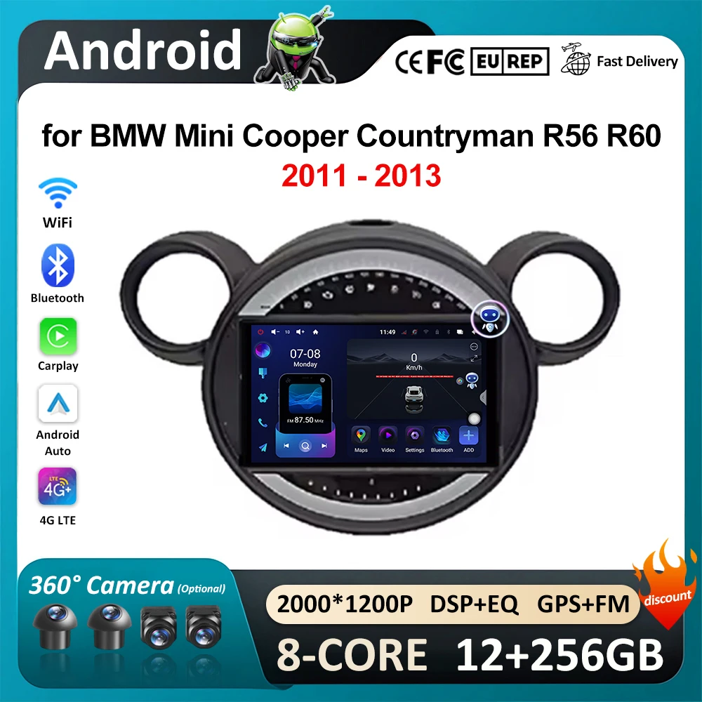 9-дюймовый автомобильный радиоприемник-мультимедийный плеер Android для BMW Mini Cooper