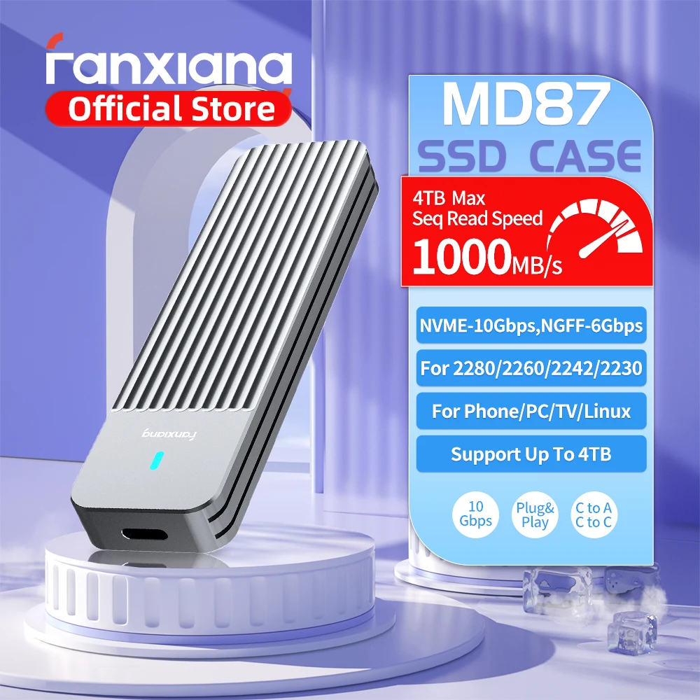 Fanxiang MD87 M.2 SSD корпус 10 Гбит/с NVMe/NGFF-SATA двойной протокол USB 3.2 Gen2 Type C для 2280/2242/2230 Disk Box