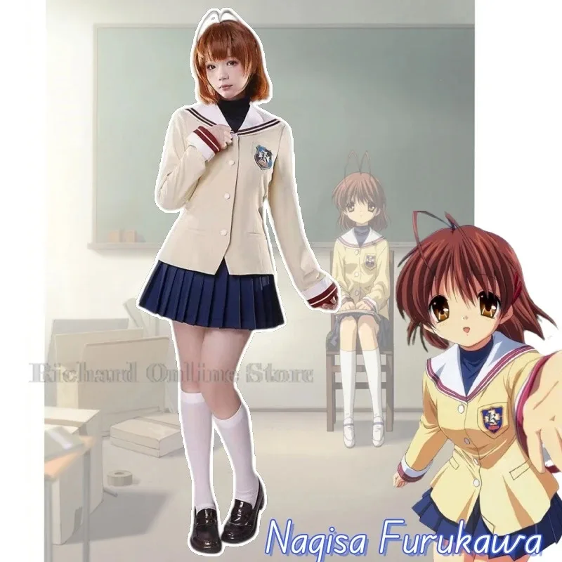 Фото 2025 22 Nagisa Furukawa Косплей Аниме CLANNAD Костюм Fujibayashi Kyou Униформа Платье Юбка Костюм Игровая Школьная Форма JK C №2