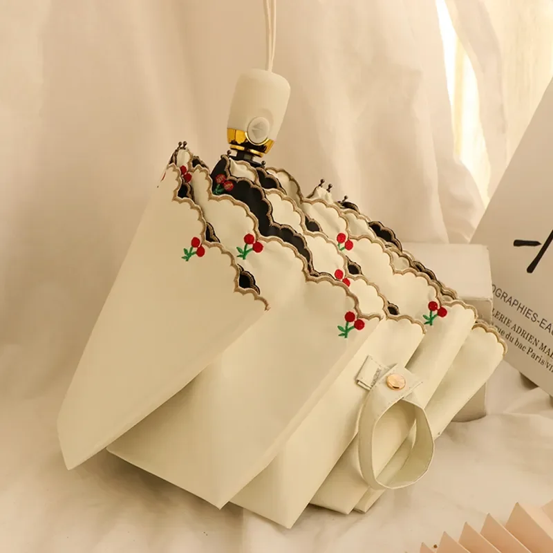 Вышивка женский роскошный складной автоматический художественный Зонт открытый