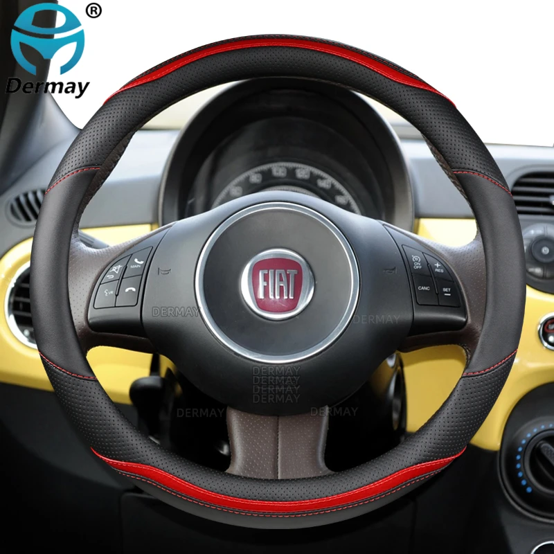 

Чехол для руля Fiat 500 DERMAY из микрофибры и углеродного волокна, высококачественные автомобильные аксессуары, быстрая доставка