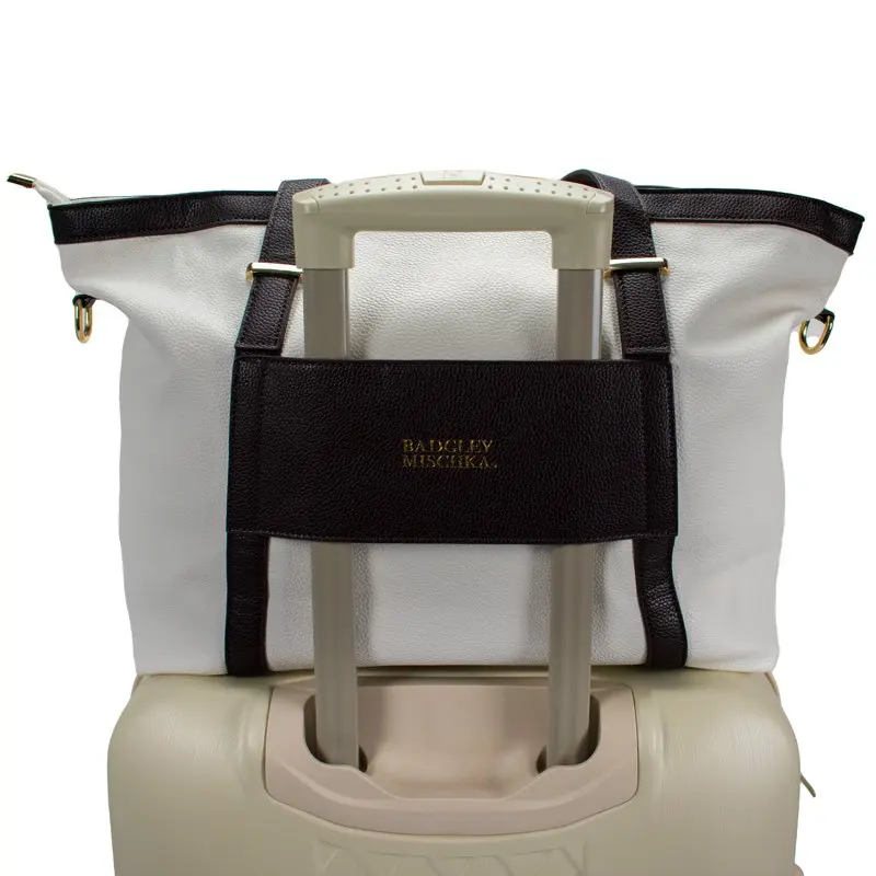 Anna Vegan Leather Tote Weekender Unisex Travel Bag (White)