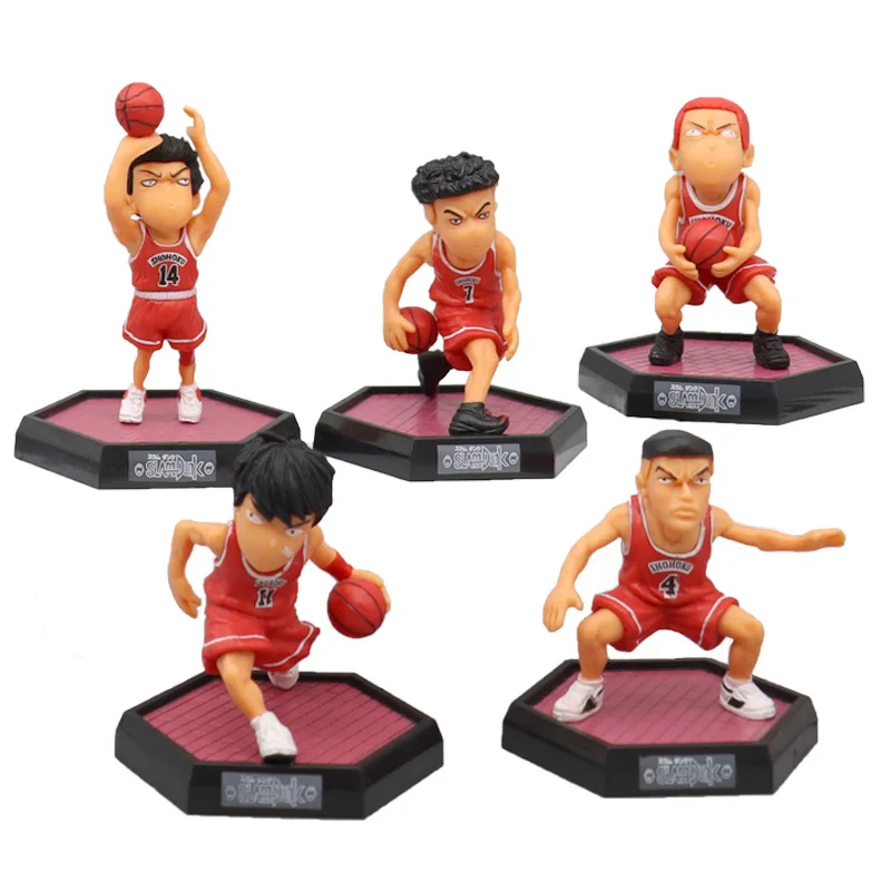 

Anime SLAM DUNK Figures 5pcs/set SHOHOKU Basketball Team Sakuragi Hanamichi Kaede Rukawa Miyagi Ryota PVC Q.Ver Figure Toy Gift