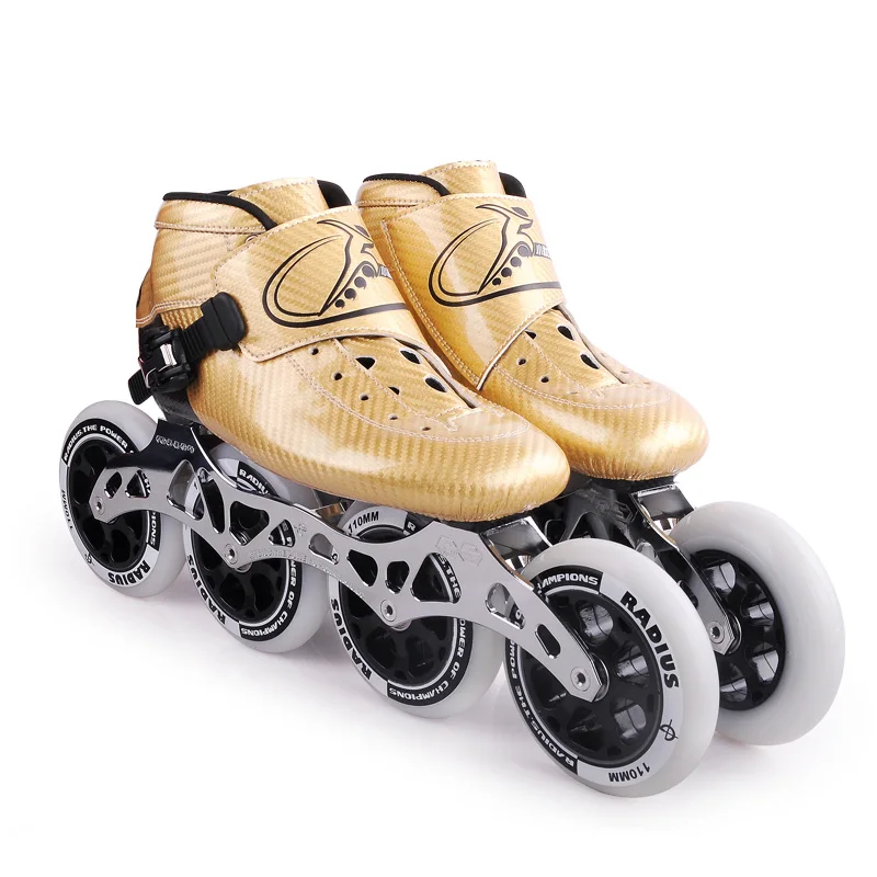 

MOQ 1 pair Boot Race Skate Carbon Fiber Wheels size 110mm Inline Speed Roller Skating Skates in Stock