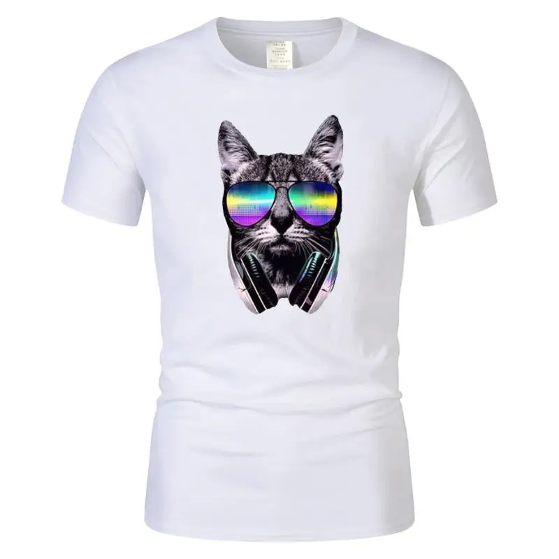 

Harajuku Design Hipster Cat Men'S T-Shirt Music Fashion 2021 Brand Summer Top Quality Tee Birthday Gift Cool Graphics Tee Shirt