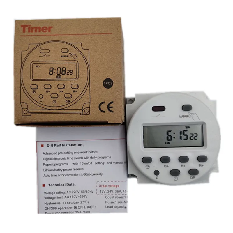 

timer 220V 110V 24V 12V CN101A Digital LCD Power Timer Programmable Time Switch Relay 16A CN101