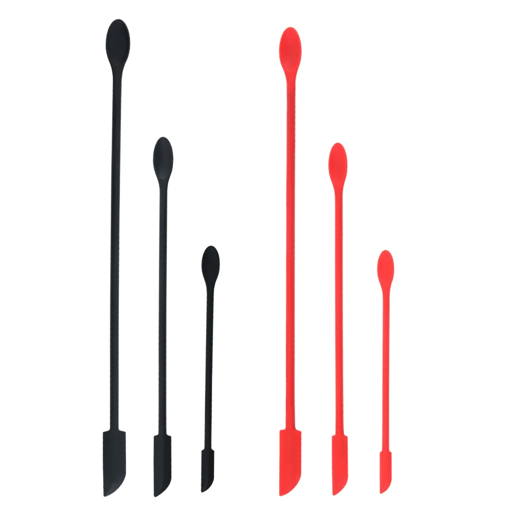 

6Pcs Baking Scrapers Silicone Jam Cream Spatulas Baking Tools (Black, Red)
