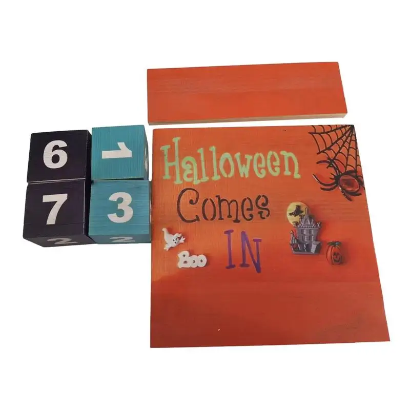 

Advent Halloween Calendar Colorful Advent Calender Wooden Blocks For Halloween Halloween Theme Pumpkin Spider Ghost Patterns