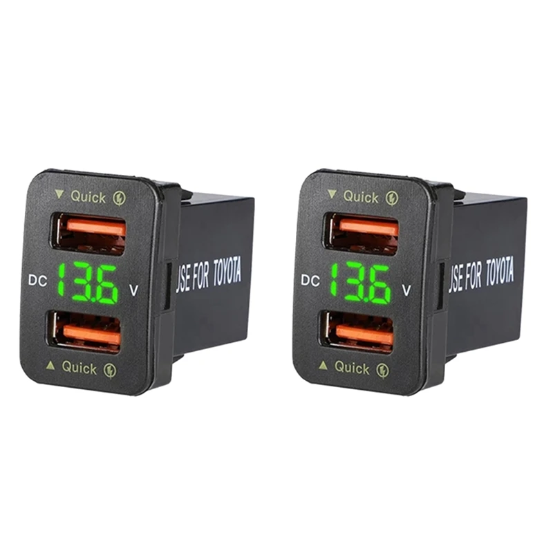 Быстрое зарядное устройство для автомобиля 2x36 Вт QC3.0 быстрое с двумя USB-портами и